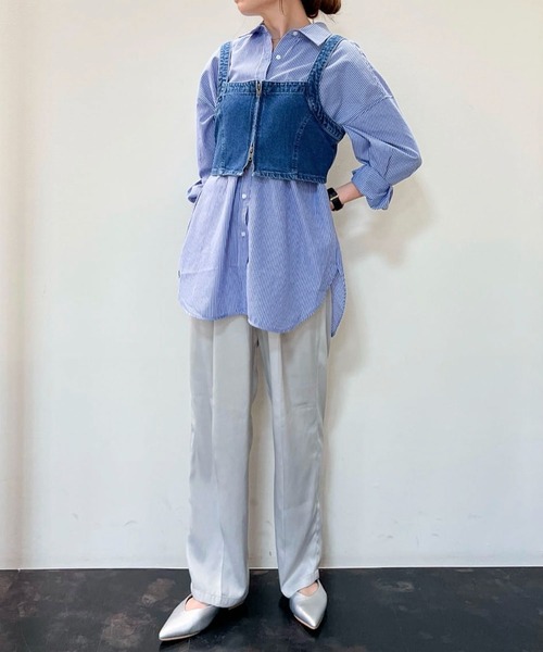 Green　Parks（グリーンパークス）の「デニムビスチェ（ベスト・レディース・ワンウォッシュ/ライトインディゴブルー・FREE）」の8枚目の写真