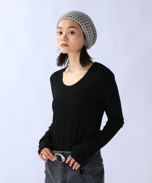 JEANASIS(ジーナシス)の「スムーステレコUネックLS 2/115480(Tシャツ/カットソー・レディース・ブラック系その他/ホワイト/ブラック・FREE)」の7枚目の写真