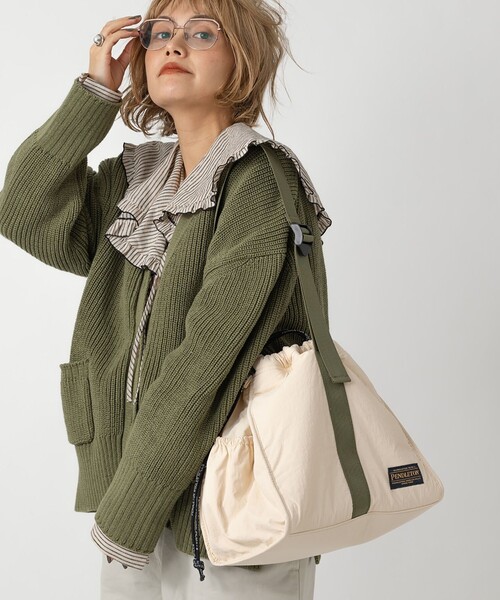 PENDLETON（ペンドルトン）の「【WEB限定】稲葉真理恵さんコラボ  PENDLETON ペンドルトン DRAW 2WAY BAG Design produced by MARIE INABA 巾着 ワンハンドル 2way バッグ（ショルダーバッグ・レディース・ブラック/オフホワイト/オリーブ・FREE）」の2枚目の写真