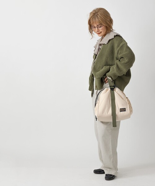 PENDLETON（ペンドルトン）の「【WEB限定】稲葉真理恵さんコラボ  PENDLETON ペンドルトン DRAW 2WAY BAG Design produced by MARIE INABA 巾着 ワンハンドル 2way バッグ（ショルダーバッグ・レディース・ブラック/オフホワイト/オリーブ・FREE）」の5枚目の写真