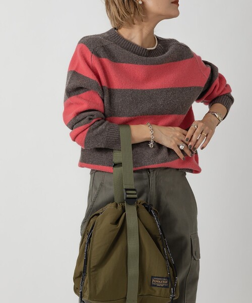 PENDLETON（ペンドルトン）の「【WEB限定】稲葉真理恵さんコラボ  PENDLETON ペンドルトン DRAW 2WAY BAG Design produced by MARIE INABA 巾着 ワンハンドル 2way バッグ（ショルダーバッグ・レディース・ブラック/オフホワイト/オリーブ・FREE）」の8枚目の写真