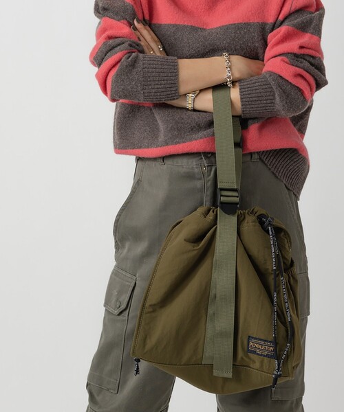 PENDLETON（ペンドルトン）の「【WEB限定】稲葉真理恵さんコラボ  PENDLETON ペンドルトン DRAW 2WAY BAG Design produced by MARIE INABA 巾着 ワンハンドル 2way バッグ（ショルダーバッグ・レディース・ブラック/オフホワイト/オリーブ・FREE）」の9枚目の写真