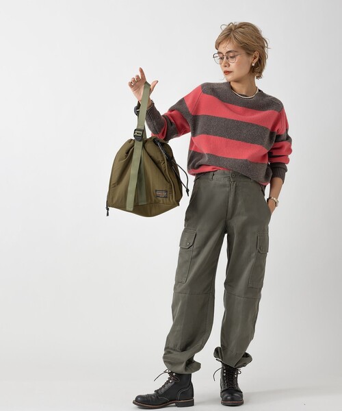 PENDLETON（ペンドルトン）の「【WEB限定】稲葉真理恵さんコラボ  PENDLETON ペンドルトン DRAW 2WAY BAG Design produced by MARIE INABA 巾着 ワンハンドル 2way バッグ（ショルダーバッグ・レディース・ブラック/オフホワイト/オリーブ・FREE）」の10枚目の写真