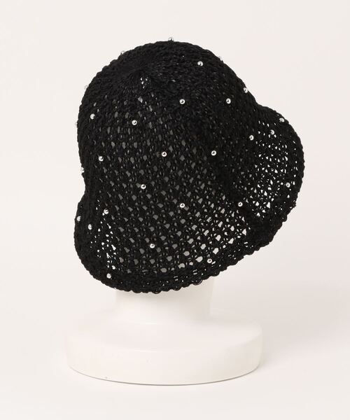 Casselini（キャセリーニ）の「【WOMENS】Casselini/ドットビーズ パール透かし編みバケットハット（ハット・レディース・ブラック/ベージュ・FREE）」の3枚目の写真