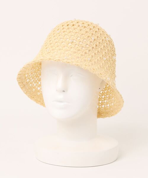 Casselini（キャセリーニ）の「【WOMENS】Casselini/ドットビーズ パール透かし編みバケットハット（ハット・レディース・ブラック/ベージュ・FREE）」の10枚目の写真