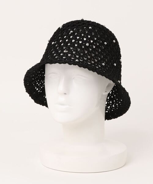 Casselini（キャセリーニ）の「【WOMENS】Casselini/ドットビーズ パール透かし編みバケットハット（ハット・レディース・ブラック/ベージュ・FREE）」の11枚目の写真