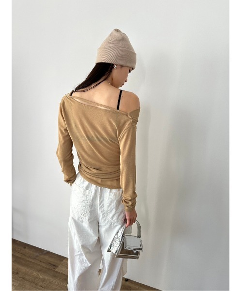 DRWCYS（ドロシーズ）の「ドレープシアーカットソー（Tシャツ/カットソー・レディース・キャメル/ブラック・FREE）」の9枚目の写真