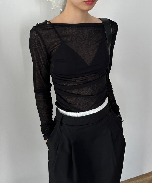 DRWCYS（ドロシーズ）の「ドレープシアーカットソー（Tシャツ/カットソー・レディース・キャメル/ブラック・FREE）」の11枚目の写真