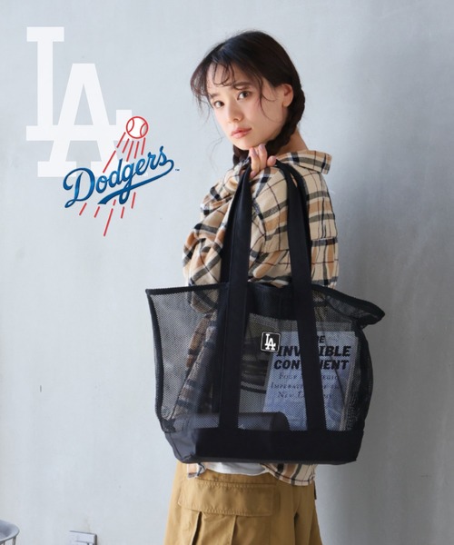 MLB(メジャーリーグベースボール)の「MLB メッシュトートバッグ(トートバッグ・レディース・ブラック/ブラック系その他2/ブラック系その他/グリーン・FREE)」の3枚目の写真