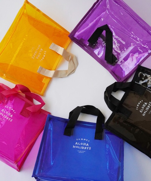 KIDS 】 カラフル クリア プールバッグ / ビニールバッグ