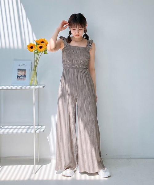 AS KNOW AS plus(アズノゥアズプラス)の「◎カットOK!!プリーツオールインワン サロペット(サロペット/オーバーオール・レディース・モカ/ブラック/グレイッシュベージュ/カーキ・FREE)」の13枚目の写真
