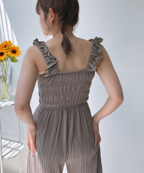 AS KNOW AS plus(アズノゥアズプラス)の「◎カットOK!!プリーツオールインワン サロペット(サロペット/オーバーオール・レディース・モカ/ブラック/グレイッシュベージュ/カーキ・FREE)」の19枚目の写真