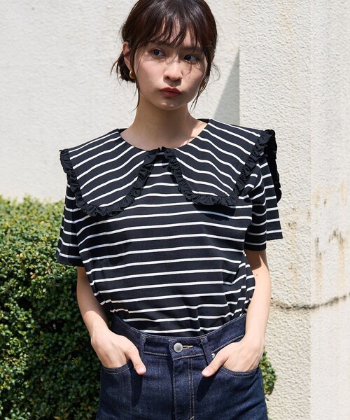 セール】フリル丸襟 半袖Tシャツ（Tシャツ/カットソー