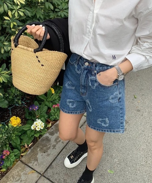 【25AW NEW】LOEWE / バラモチーフコットンデニムショートパンツ 25AW NEW】LOEWE / バラモチーフコットンデニムショートパンツ