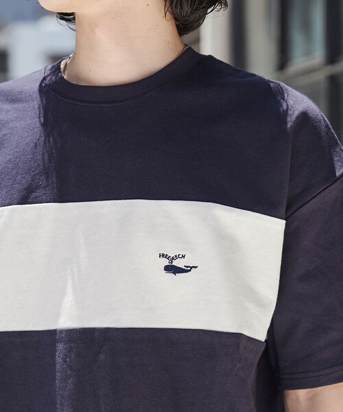 coen（コーエン）の「FreeSpeech（フリースピーチ）別注カラーブロックTシャツ（Tシャツ/カットソー・メンズ・ブラック/ホワイト/ネイビー・M/L/XL）」の6枚目の写真