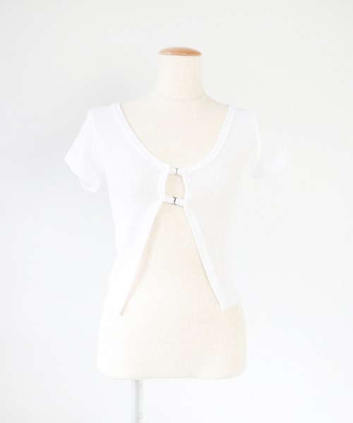 led.tokyo（レッドトウキョウ）の「【led.tokyo】ショートフィットカーディガン（カーディガン/ボレロ・レディース・ホワイト/ブラック・FREE）」の3枚目の写真