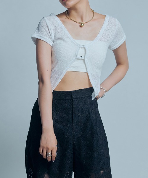 led.tokyo（レッドトウキョウ）の「【led.tokyo】ショートフィットカーディガン（カーディガン/ボレロ・レディース・ホワイト/ブラック・FREE）」の15枚目の写真