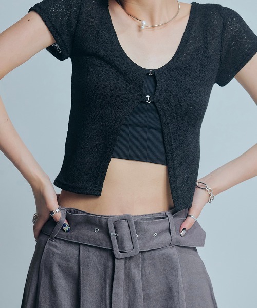 led.tokyo（レッドトウキョウ）の「【led.tokyo】ショートフィットカーディガン（カーディガン/ボレロ・レディース・ホワイト/ブラック・FREE）」の19枚目の写真