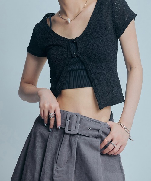 led.tokyo（レッドトウキョウ）の「【led.tokyo】ショートフィットカーディガン（カーディガン/ボレロ・レディース・ホワイト/ブラック・FREE）」の20枚目の写真