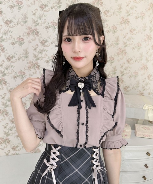 ROJITA(ロジータ)の「ラッフルフリル配色ブラウス(シャツ/ブラウス・レディース・ピンク/ホワイト/サックスブルー/その他・FREE)」の4枚目の写真