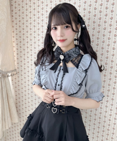 ROJITA(ロジータ)の「ラッフルフリル配色ブラウス(シャツ/ブラウス・レディース・ピンク/ホワイト/サックスブルー/その他・FREE)」の12枚目の写真
