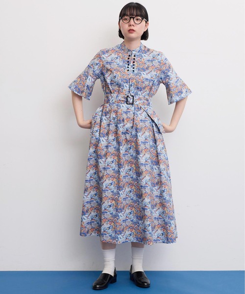 I am I in fact...（アイアムアイインファクト）の「LIBERTY stand collar ワンピース（ワンピース・レディース・ブルー/ブラック・FREE）」の14枚目の写真