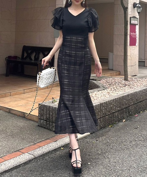 ROYAL PARTY(ロイヤルパーティー)の「ウエストリブシアーチェックマーメイドスカート(スカート・レディース・グレー/オフホワイト/ブラック・FREE)」の9枚目の写真