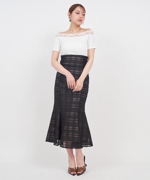 ROYAL PARTY(ロイヤルパーティー)の「ウエストリブシアーチェックマーメイドスカート(スカート・レディース・グレー/オフホワイト/ブラック・FREE)」の22枚目の写真