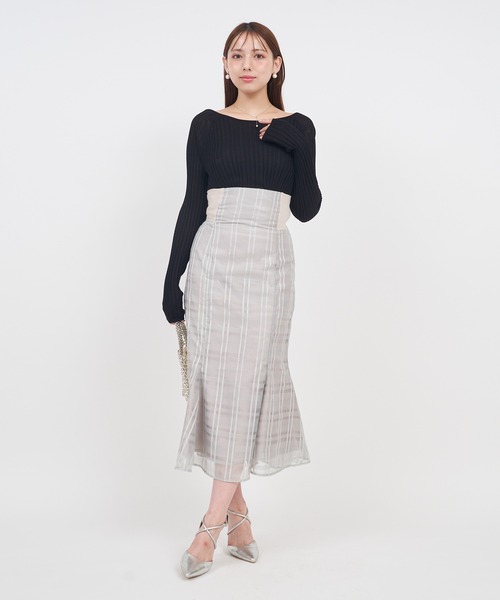 ROYAL PARTY(ロイヤルパーティー)の「ウエストリブシアーチェックマーメイドスカート(スカート・レディース・グレー/オフホワイト/ブラック・FREE)」の20枚目の写真