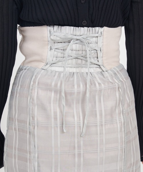 ROYAL PARTY(ロイヤルパーティー)の「ウエストリブシアーチェックマーメイドスカート(スカート・レディース・グレー/オフホワイト/ブラック・FREE)」の14枚目の写真