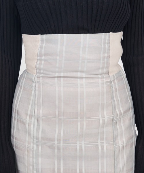 ROYAL PARTY(ロイヤルパーティー)の「ウエストリブシアーチェックマーメイドスカート(スカート・レディース・グレー/オフホワイト/ブラック・FREE)」の13枚目の写真