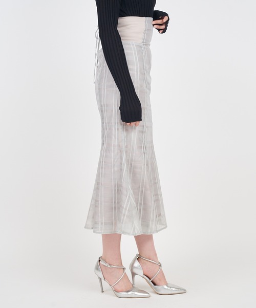 ROYAL PARTY(ロイヤルパーティー)の「ウエストリブシアーチェックマーメイドスカート(スカート・レディース・グレー/オフホワイト/ブラック・FREE)」の17枚目の写真