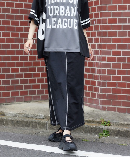 RODEO CROWNS WIDE BOWL（ロデオクラウンズワイドボウル）の「ナイロンドッキングステッチスカート（スカート・レディース・グリーン系その他2/ブラック系その他/ブルー系その他・FREE）」の7枚目の写真