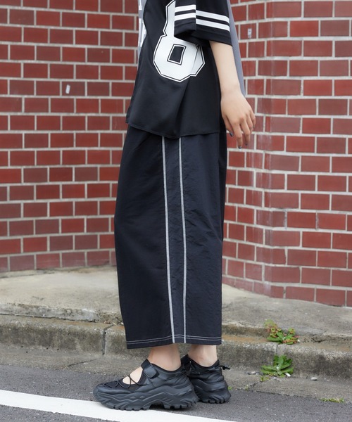 RODEO CROWNS WIDE BOWL（ロデオクラウンズワイドボウル）の「ナイロンドッキングステッチスカート（スカート・レディース・グリーン系その他2/ブラック系その他/ブルー系その他・FREE）」の10枚目の写真