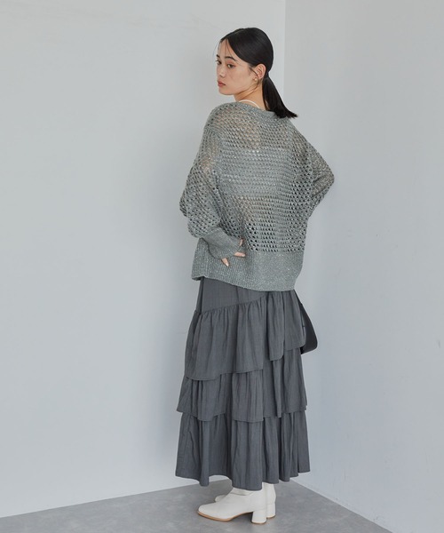 VIS(ビス)の「モヘアライクメッシュスパンコールニットプルオーバー(ニット/セーター・レディース・キナリ/チャコールグレー/ピンク・FREE)」の7枚目の写真