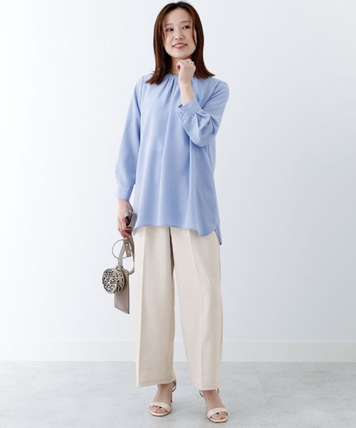 BELLUNA PLUS(ベルーナ)の「シワになりにくい!麻調ワイドパンツ65丈(その他パンツ・レディース・ライトグレー/ブラック/アイボリー・MEDIUM/X-LARGE/LARGE)」の4枚目の写真