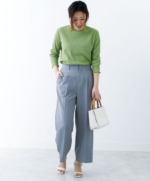BELLUNA PLUS(ベルーナ)の「シワになりにくい!麻調ワイドパンツ65丈(その他パンツ・レディース・ライトグレー/ブラック/アイボリー・MEDIUM/X-LARGE/LARGE)」の8枚目の写真