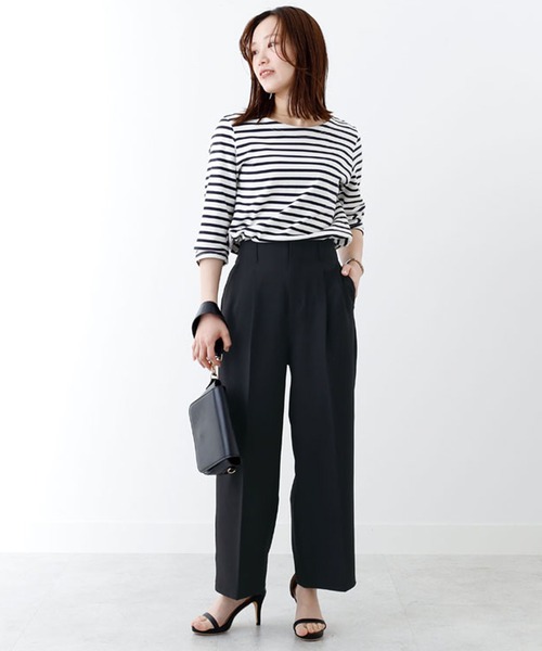 BELLUNA PLUS(ベルーナ)の「シワになりにくい!麻調ワイドパンツ65丈(その他パンツ・レディース・ライトグレー/ブラック/アイボリー・MEDIUM/X-LARGE/LARGE)」の7枚目の写真
