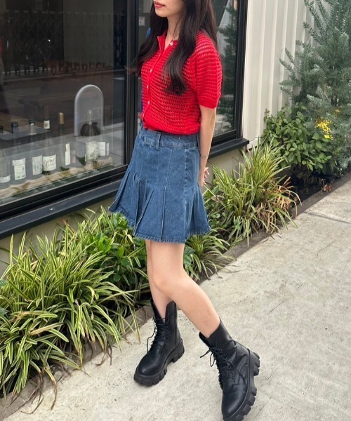 nemne store（ネンネストア）の「かぎ針編みニットカーディガン（カーディガン/ボレロ・レディース・ブルー/レッド・フリー）」の5枚目の写真