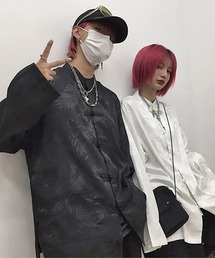 《WARAIJOGO(ワライジョーゴ)》スタンドカラー総柄チャイナシャツ