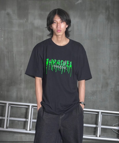 THRASHER(スラッシャー)の「Blood Drip S/S T-SHIRTS/スラッシャー5.6オンススタンダードフィットブラッドドリップロゴプリント半袖Tシャツ(Tシャツ/カットソー・メンズ・ホワイト×グリーン/ブラック×グリーン・MEDIUM/XX-LARGE/X-LARGE/LARGE)」の14枚目の写真