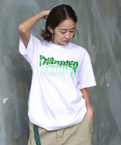 THRASHER(スラッシャー)の「Blood Drip S/S T-SHIRTS/スラッシャー5.6オンススタンダードフィットブラッドドリップロゴプリント半袖Tシャツ(Tシャツ/カットソー・メンズ・ホワイト×グリーン/ブラック×グリーン・MEDIUM/XX-LARGE/X-LARGE/LARGE)」の8枚目の写真