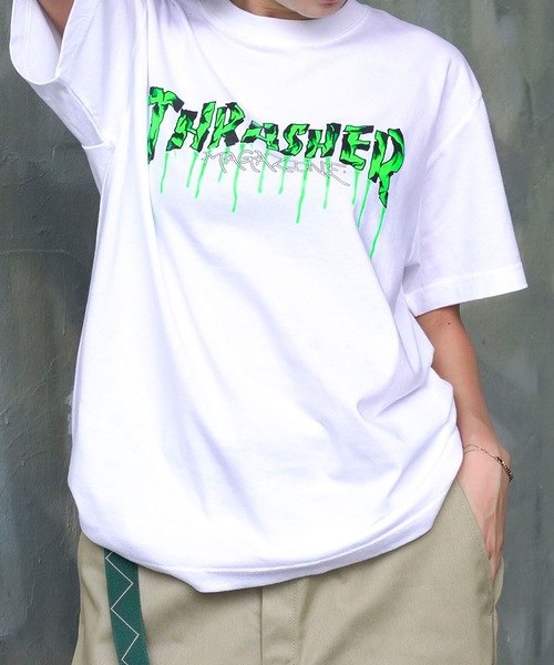 THRASHER(スラッシャー)の「Blood Drip S/S T-SHIRTS/スラッシャー5.6オンススタンダードフィットブラッドドリップロゴプリント半袖Tシャツ(Tシャツ/カットソー・メンズ・ホワイト×グリーン/ブラック×グリーン・MEDIUM/XX-LARGE/X-LARGE/LARGE)」の6枚目の写真