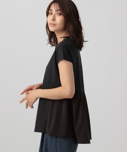 Elura（エルーラ）の「異素材コンビプルオーバー/133650（Tシャツ/カットソー・レディース・ブラック/ホワイト/グリーン系その他・FREE）」の2枚目の写真