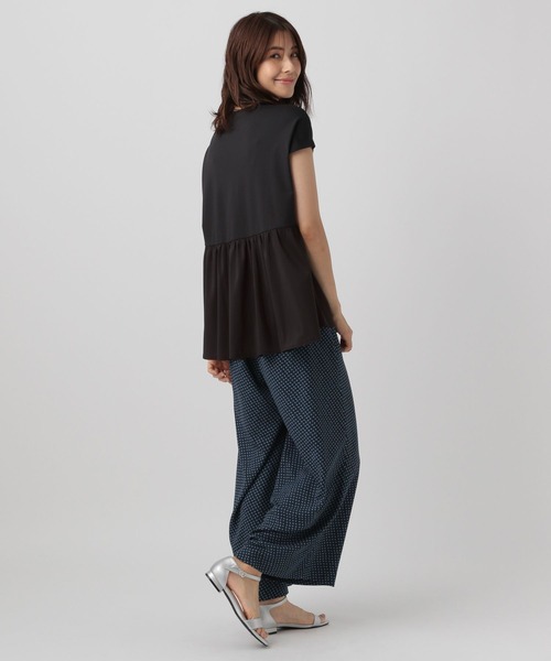 Elura（エルーラ）の「異素材コンビプルオーバー/133650（Tシャツ/カットソー・レディース・ブラック/ホワイト/グリーン系その他・FREE）」の4枚目の写真