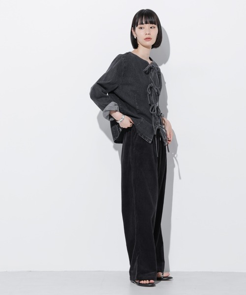 Apo(s)ture(アポスチャー)の「ARIA-004/コーデュロイドロストワイドパンツ(その他パンツ・レディース・ブラック/ベージュ/ブラウン/グリーン・XS/S/M/L/XL)」の12枚目の写真