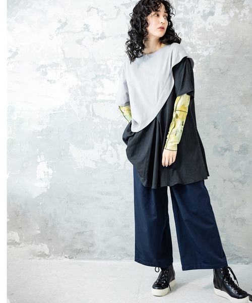 OSMOSIS（オズモーシス）の「タックワイドパンツ（その他パンツ・レディース・ベージュ/ネイビー/ライトグリーン/グレー・ONE SIZE）」の5枚目の写真