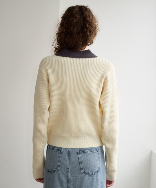 Formeque（フォルミーク）の「バイカラーニットカーディガン（カーディガン/ボレロ・レディース・アイボリー・FREE）」の4枚目の写真