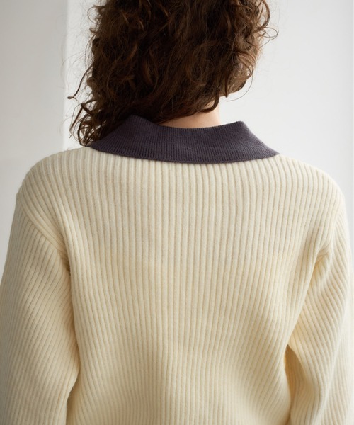 Formeque（フォルミーク）の「バイカラーニットカーディガン（カーディガン/ボレロ・レディース・アイボリー・FREE）」の6枚目の写真