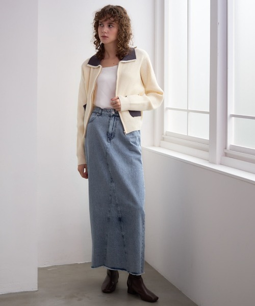 Formeque（フォルミーク）の「バイカラーニットカーディガン（カーディガン/ボレロ・レディース・アイボリー・FREE）」の8枚目の写真